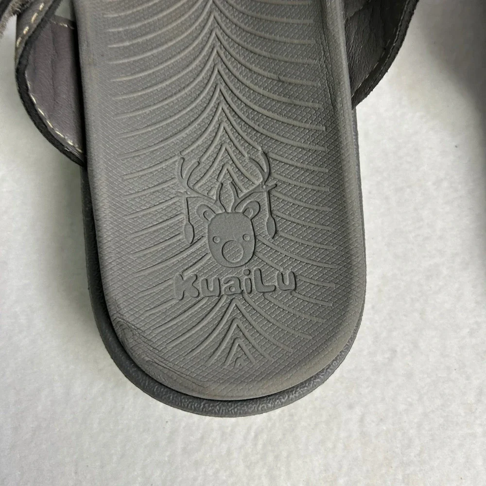 KuaiLu Comfort Sporty Gorpcore Men 9 Gray Adjustable Strap Slide Sandals